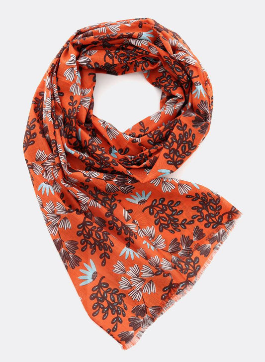 Fine Flowers in Burned Orange 100% Organic Cotton Scarf by DJIAN (Copy)