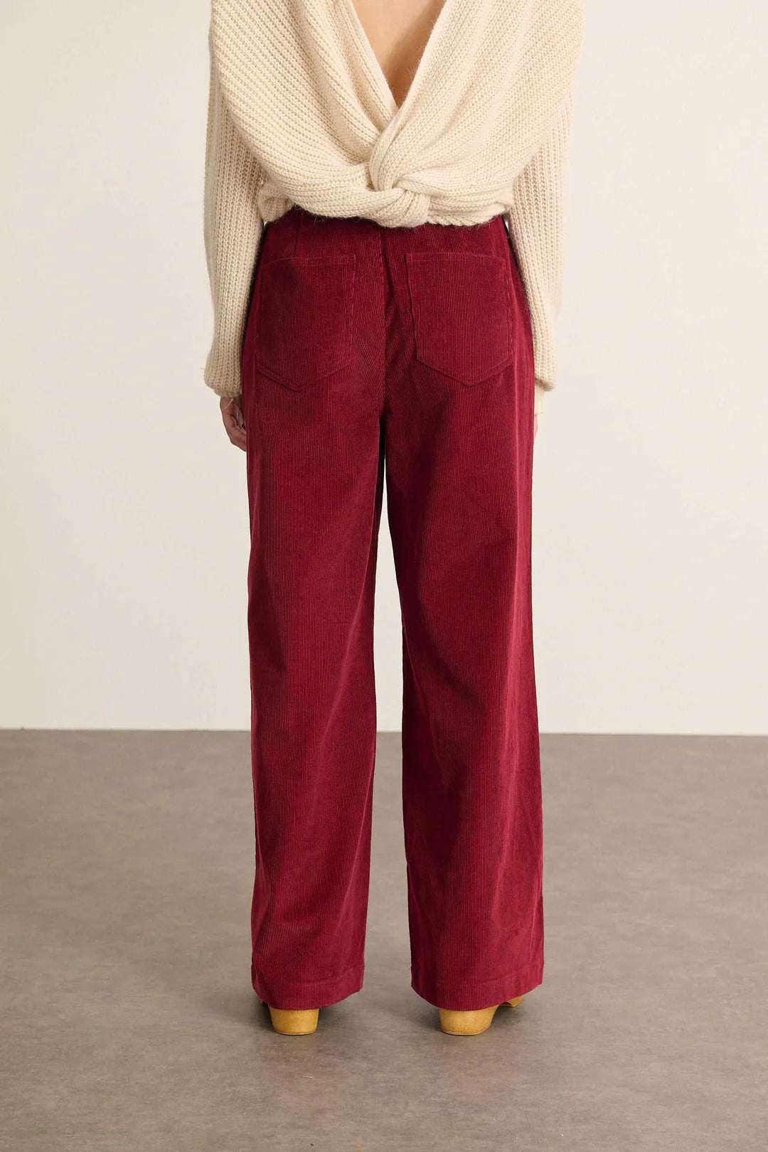Luminous Corduroy Trousers in Bordeaux by GARANCE PARIS