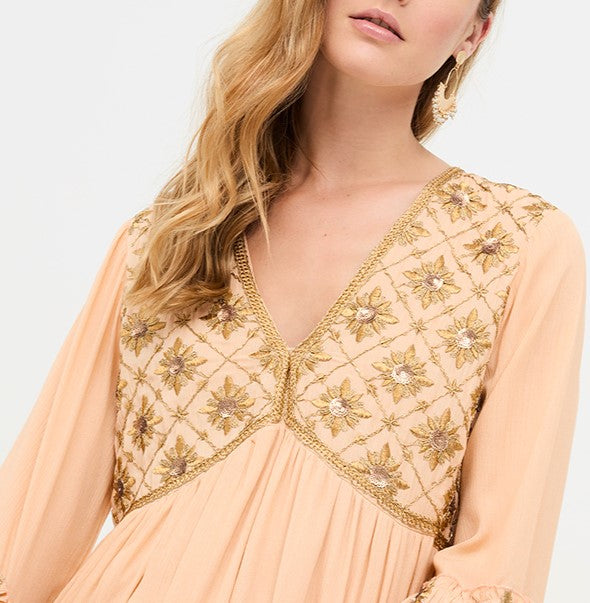 Somon gold embroidered short dress by NKN