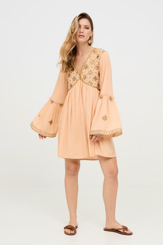 Somon gold embroidered short dress by NKN