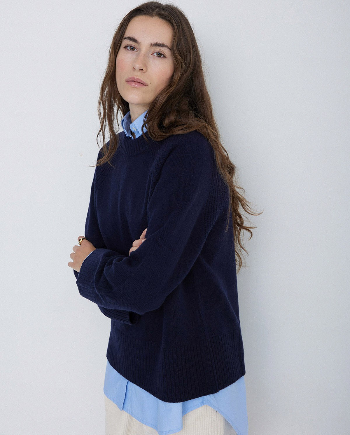 Knitted Navy sweater with wool by YERSE