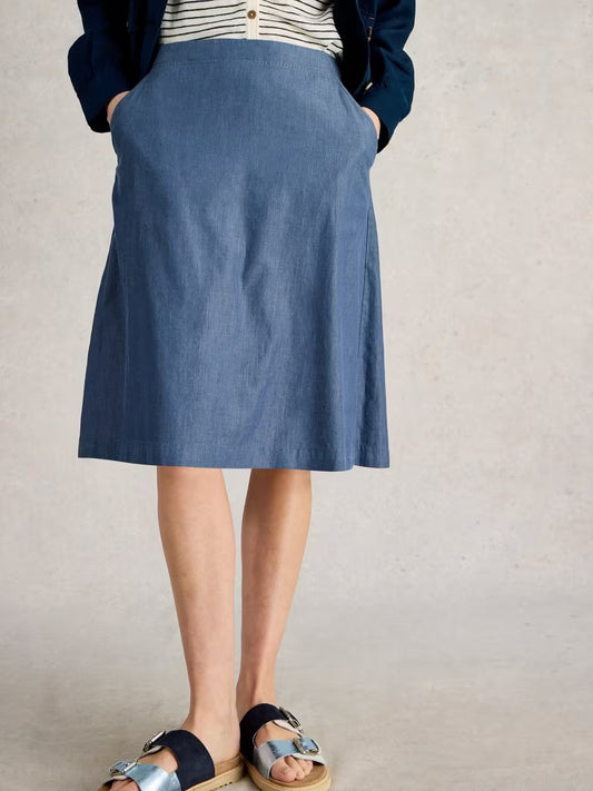 Nell Reversible Skirt in Blue / Yellow prits by White Stuff