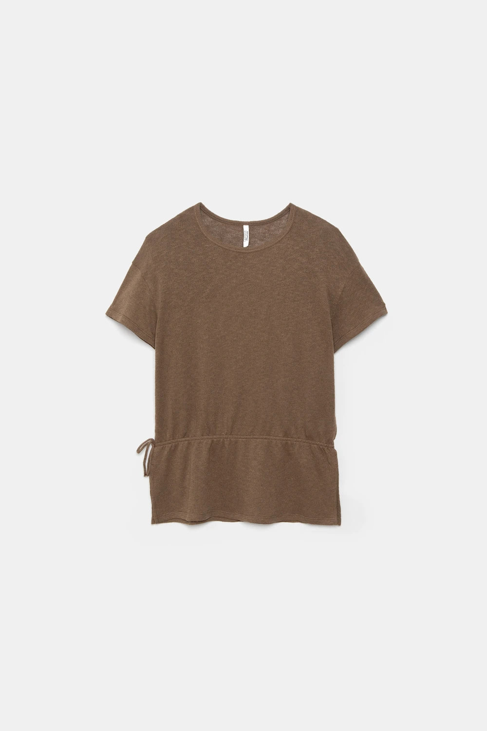 Cotton Blouse With Side Ties in Brown Sand