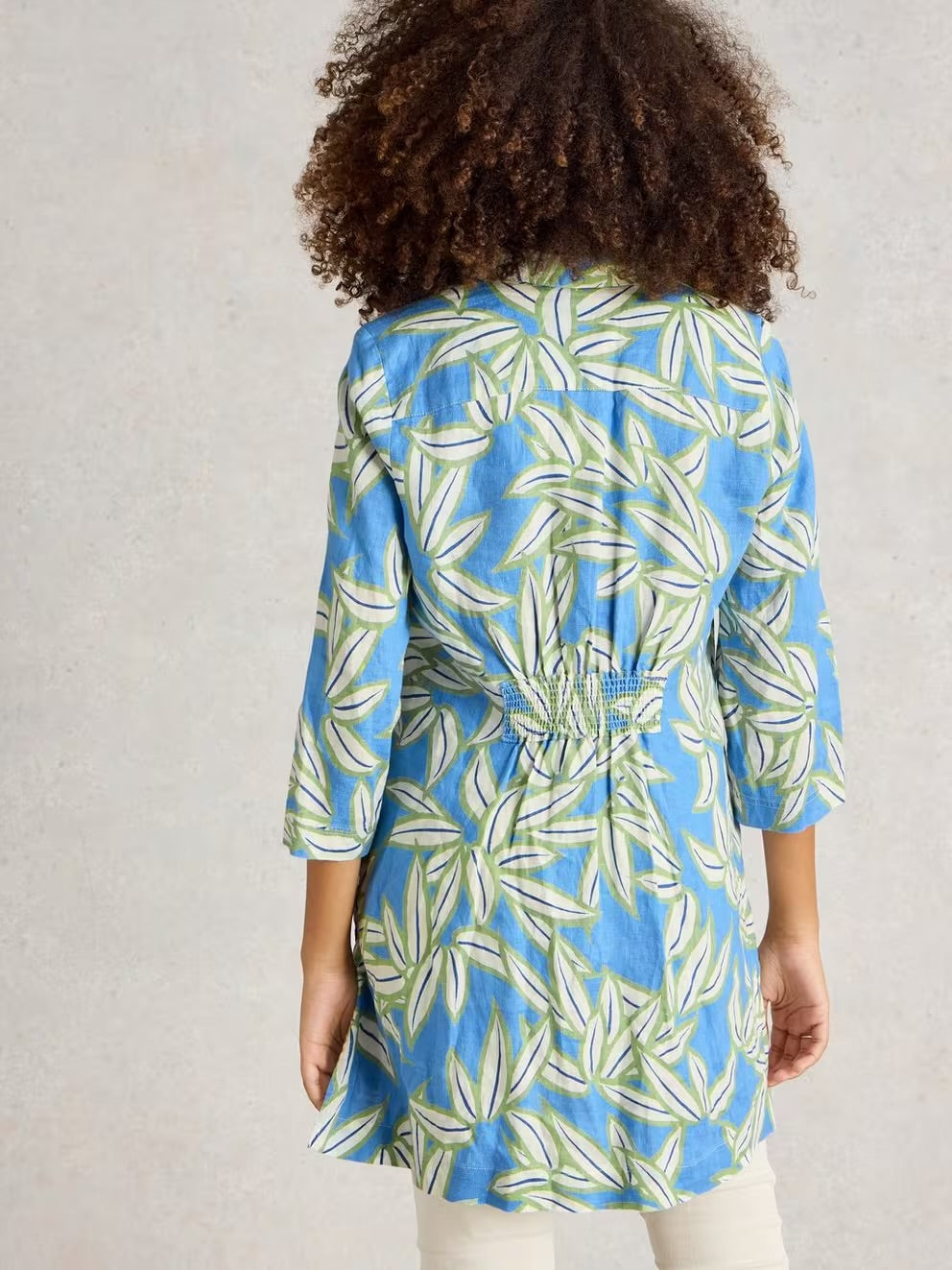 Blake Linen Tunic in Blue Print by White Stuff
