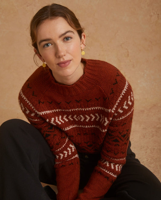 Jacquard sweater in terracotta colour by YERSE