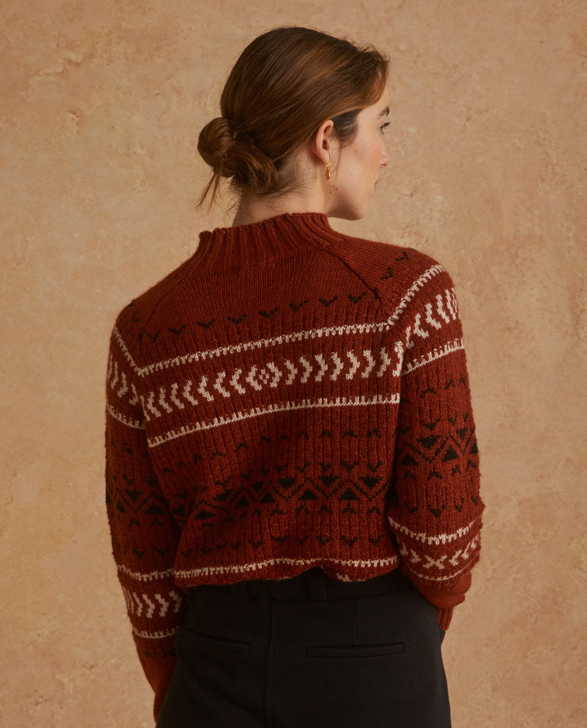 Jacquard sweater in terracotta colour by YERSE