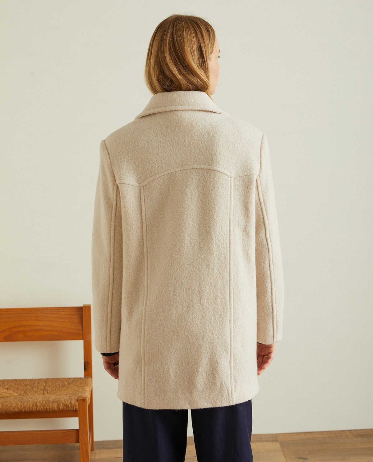 Wool midi cream coat by YERSE