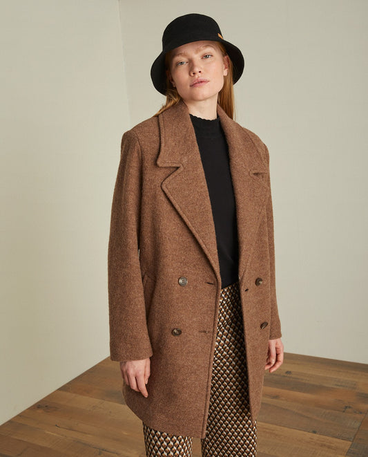 Wool midi chocolat coat by YERSE