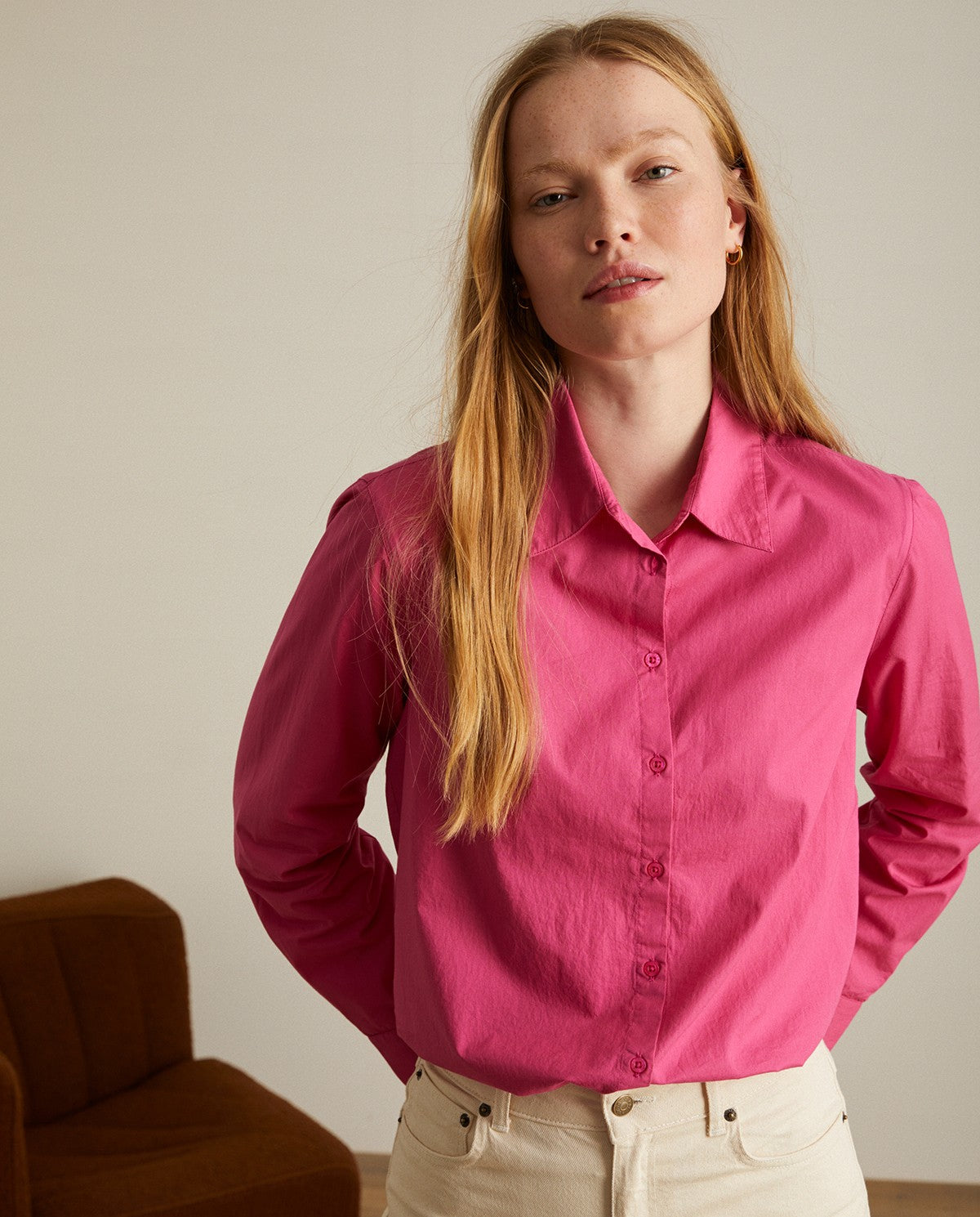 Fuchsia cotton shirt by YERSE