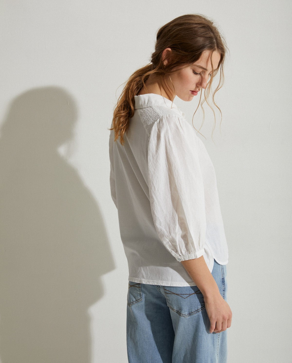 Romantic French Sleeves Shirt in ecru by YERSE