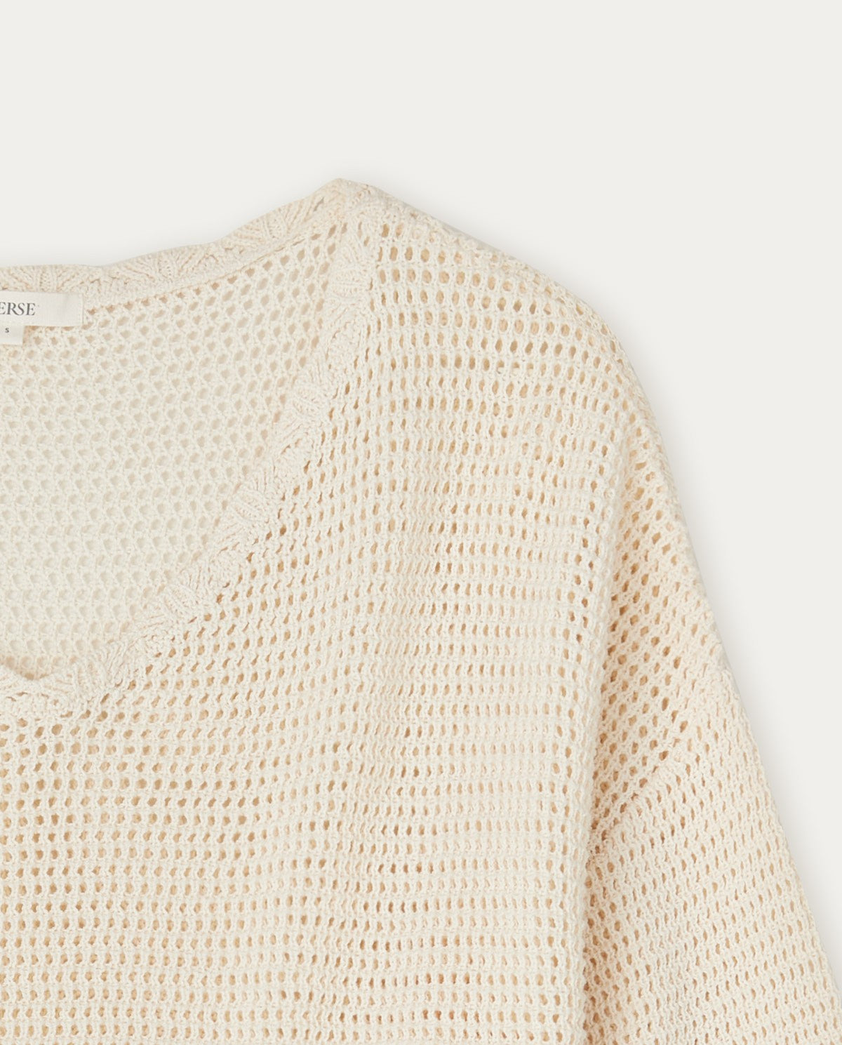 Pointelette cotton sweater in ivory by YERSE