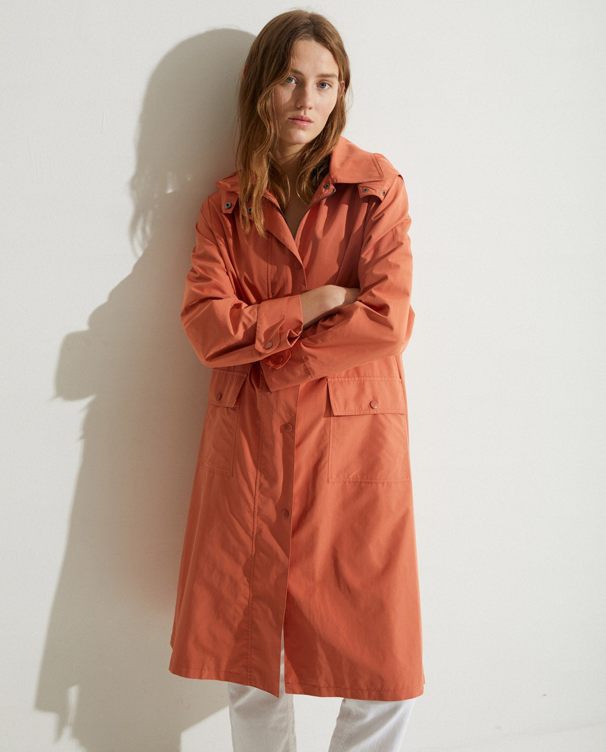 Long summer Raincoat in Orange by YERSE