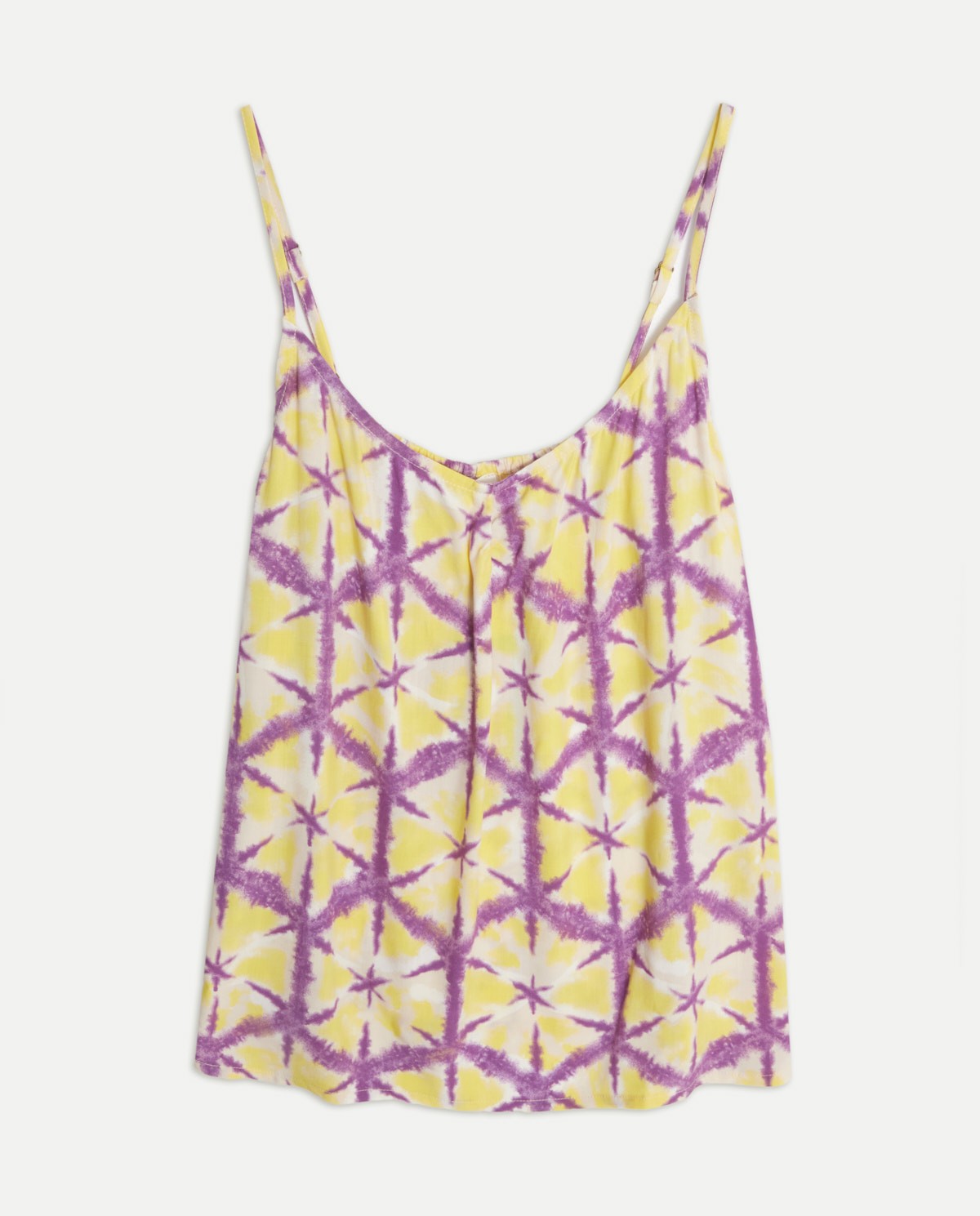 Flowy tie-dye yellow sleeveless top by YERSE