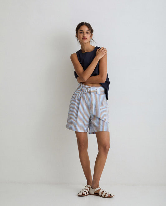 Stripped cotton shorts in blue by YERSE