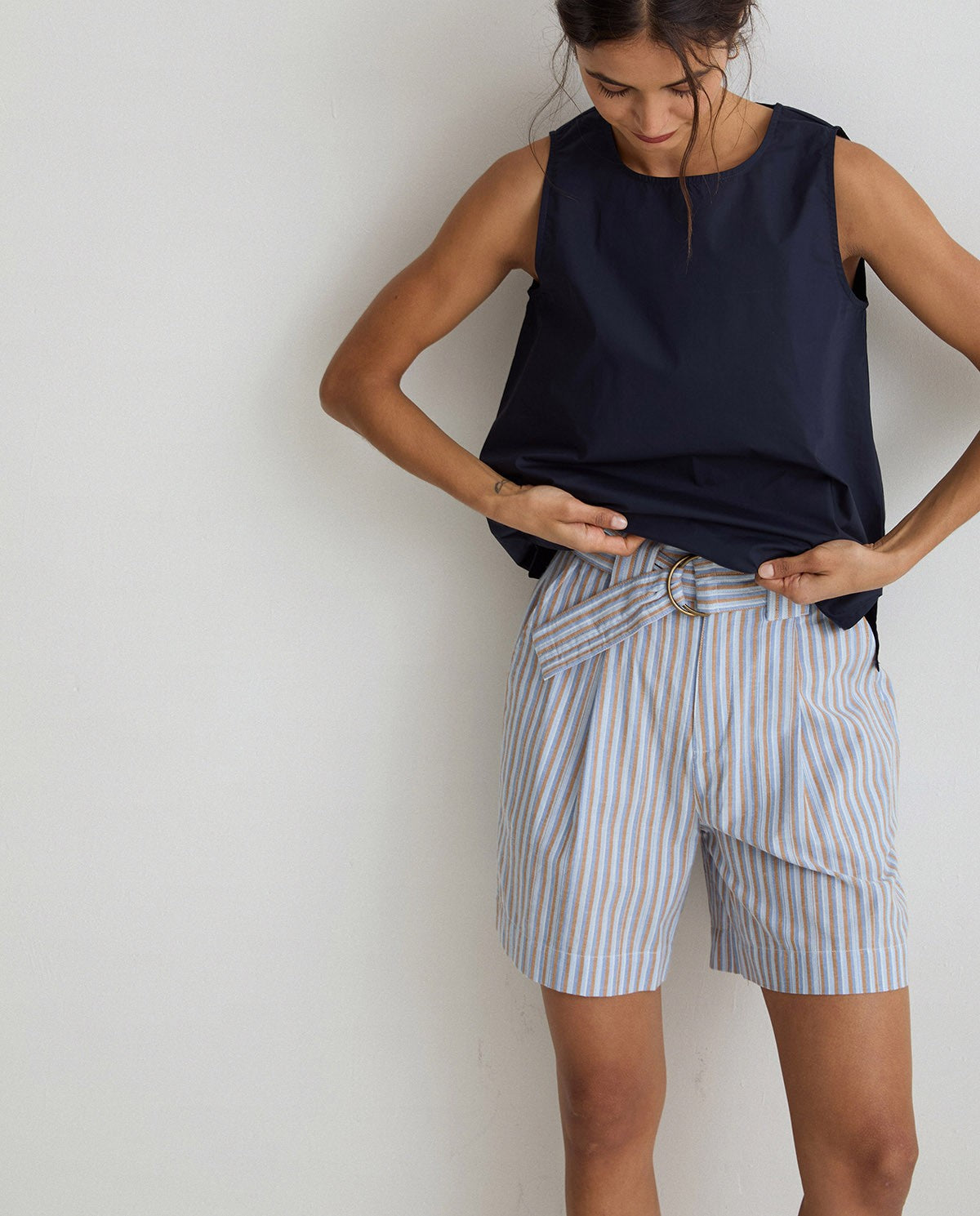 Stripped cotton shorts in blue by YERSE