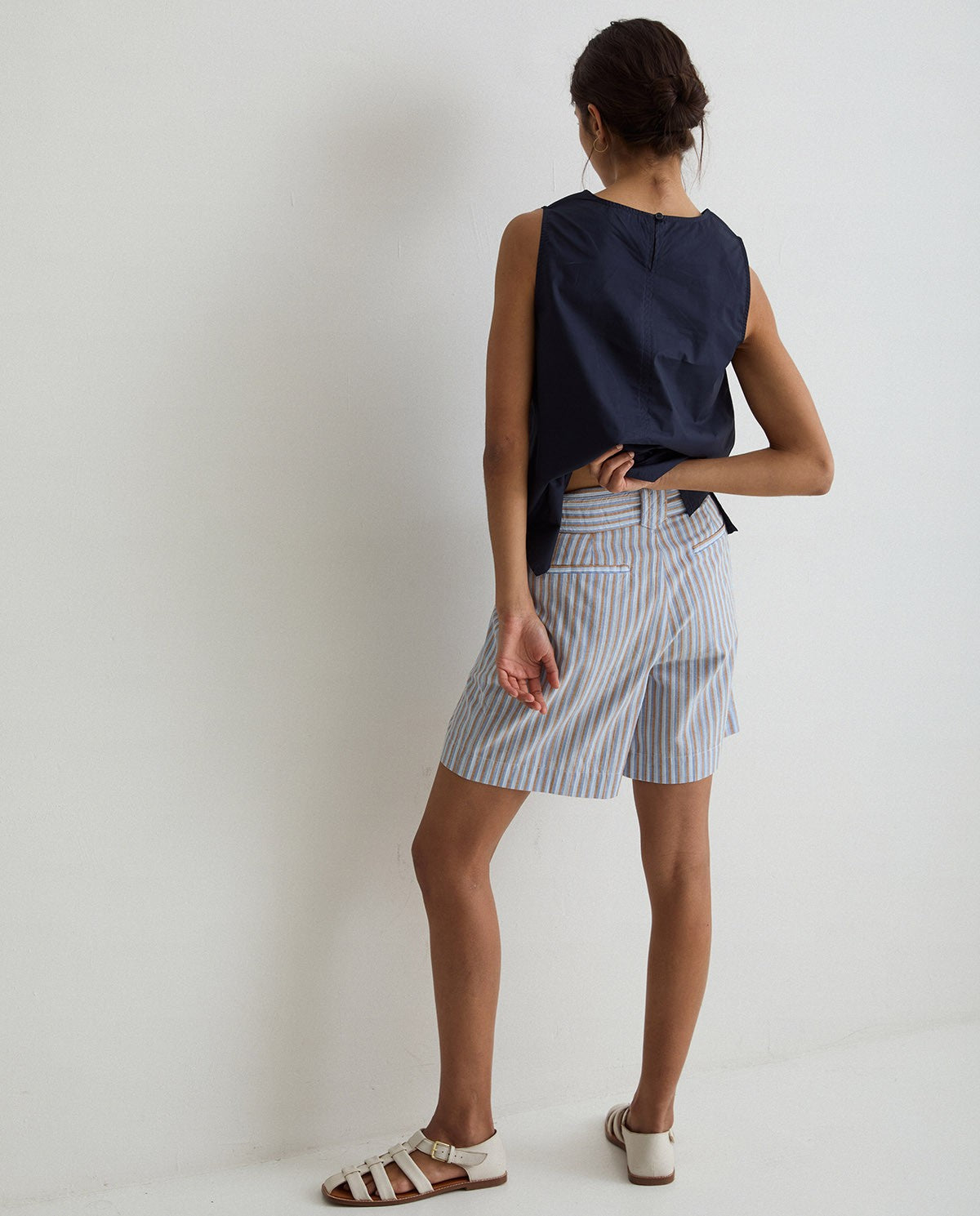 Stripped cotton shorts in blue by YERSE