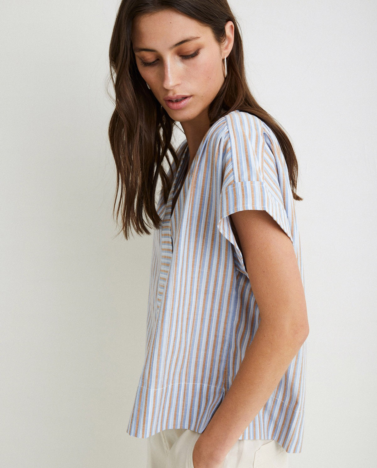 Striped cotton sky blue shirt by YERSE