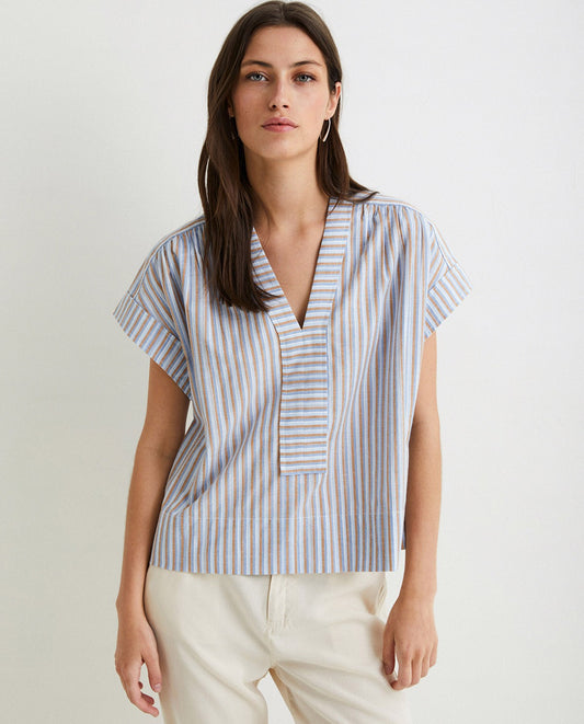 Striped cotton sky blue shirt by YERSE