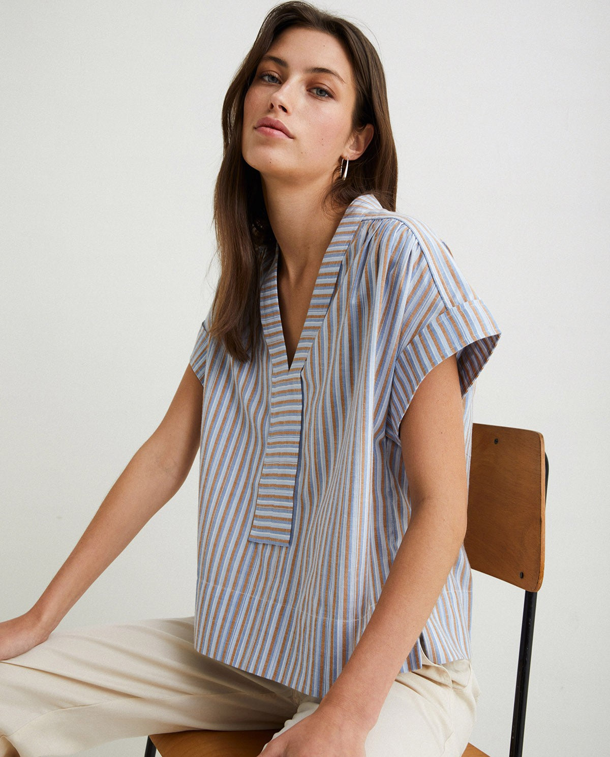 Striped cotton sky blue shirt by YERSE