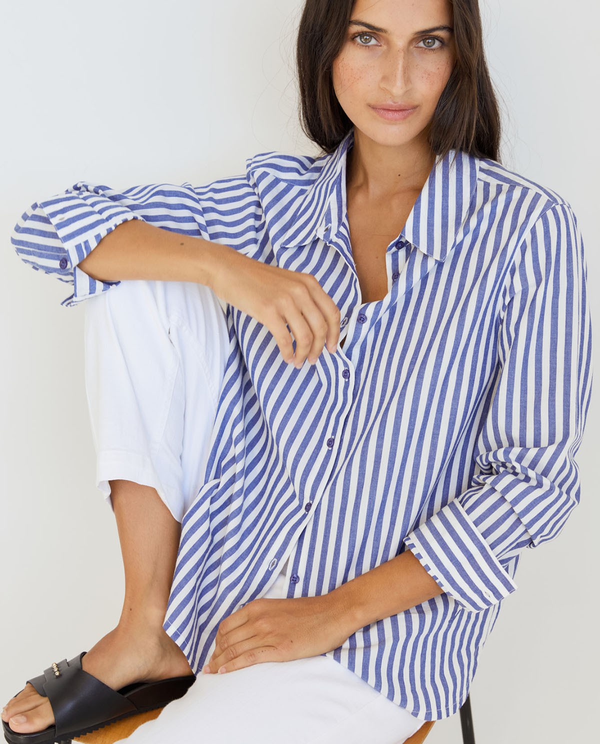 Striped Cotton Blue-White Shirt by YERSE