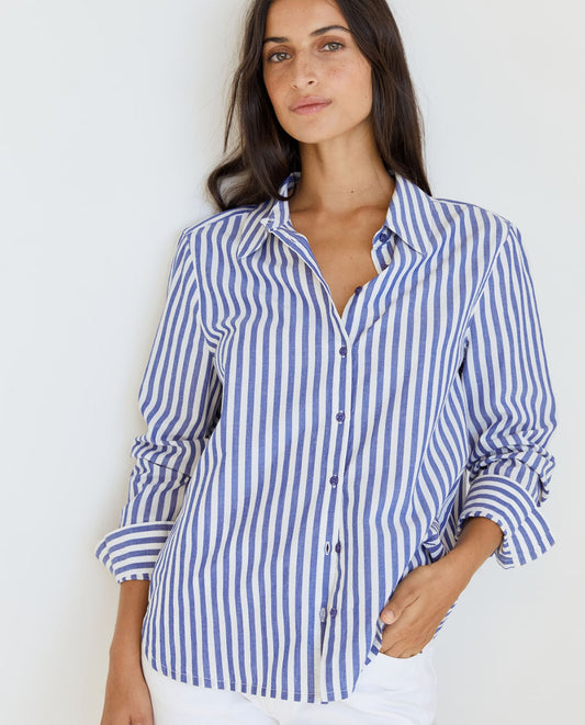 Striped Cotton Blue-White Shirt by YERSE