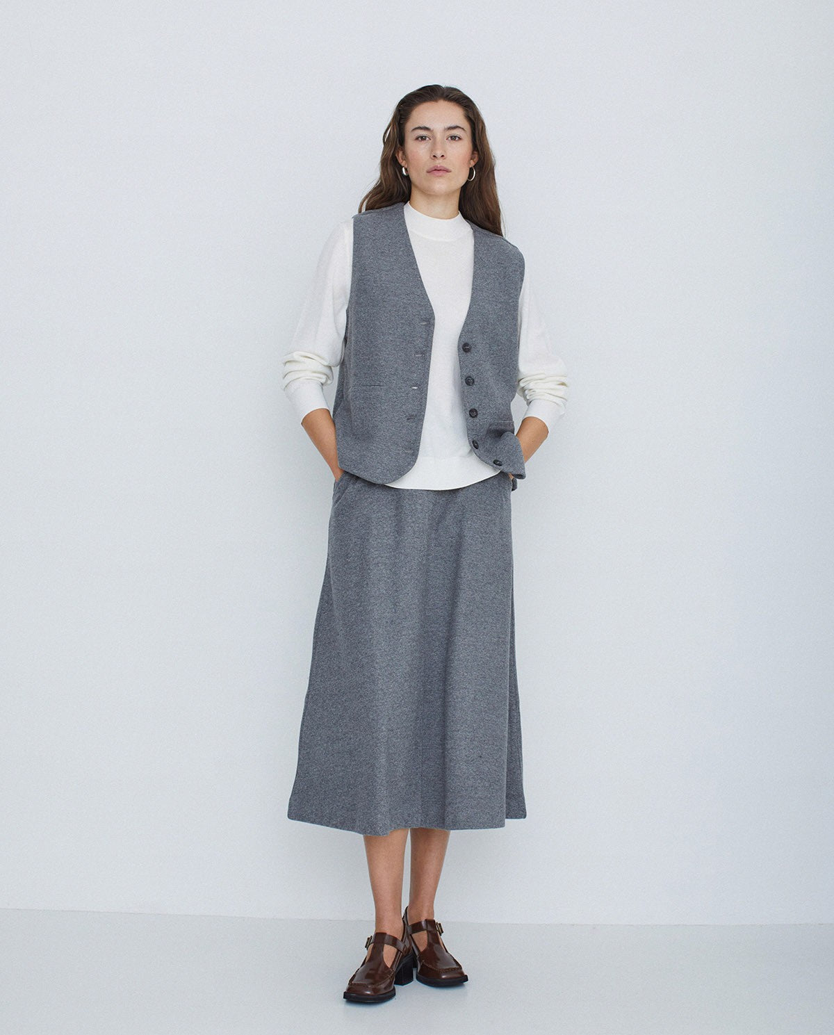 Pleated Skirt in Grey by YERSE