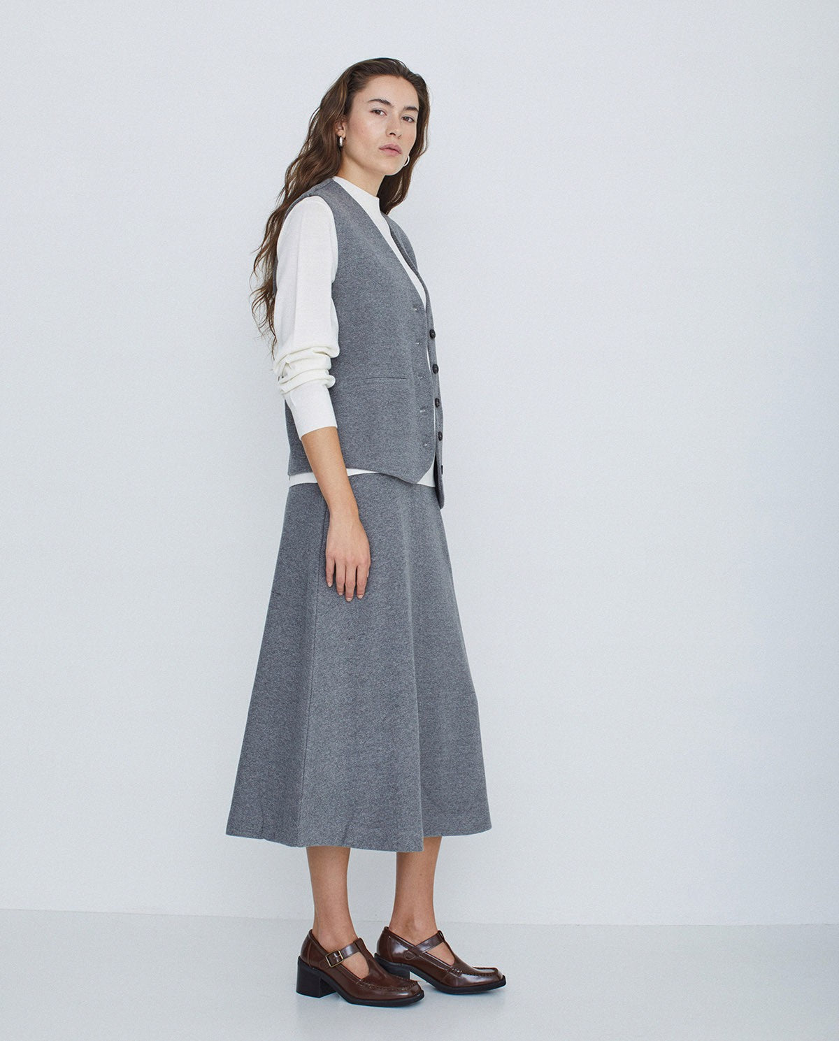 Pleated Skirt in Grey by YERSE