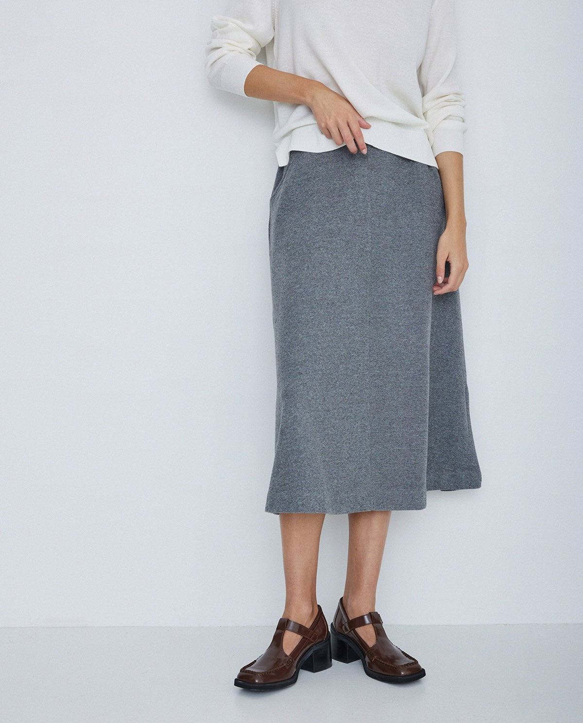 Pleated Skirt in Grey by YERSE