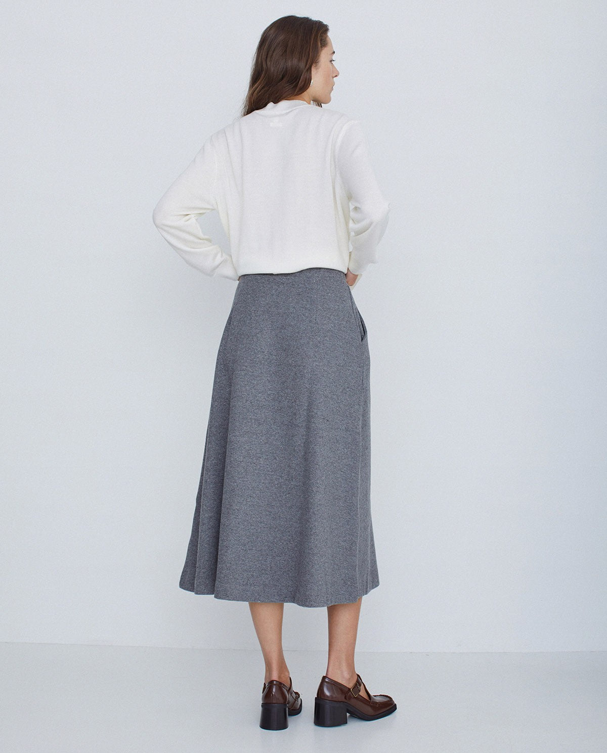 Pleated Skirt in Grey by YERSE