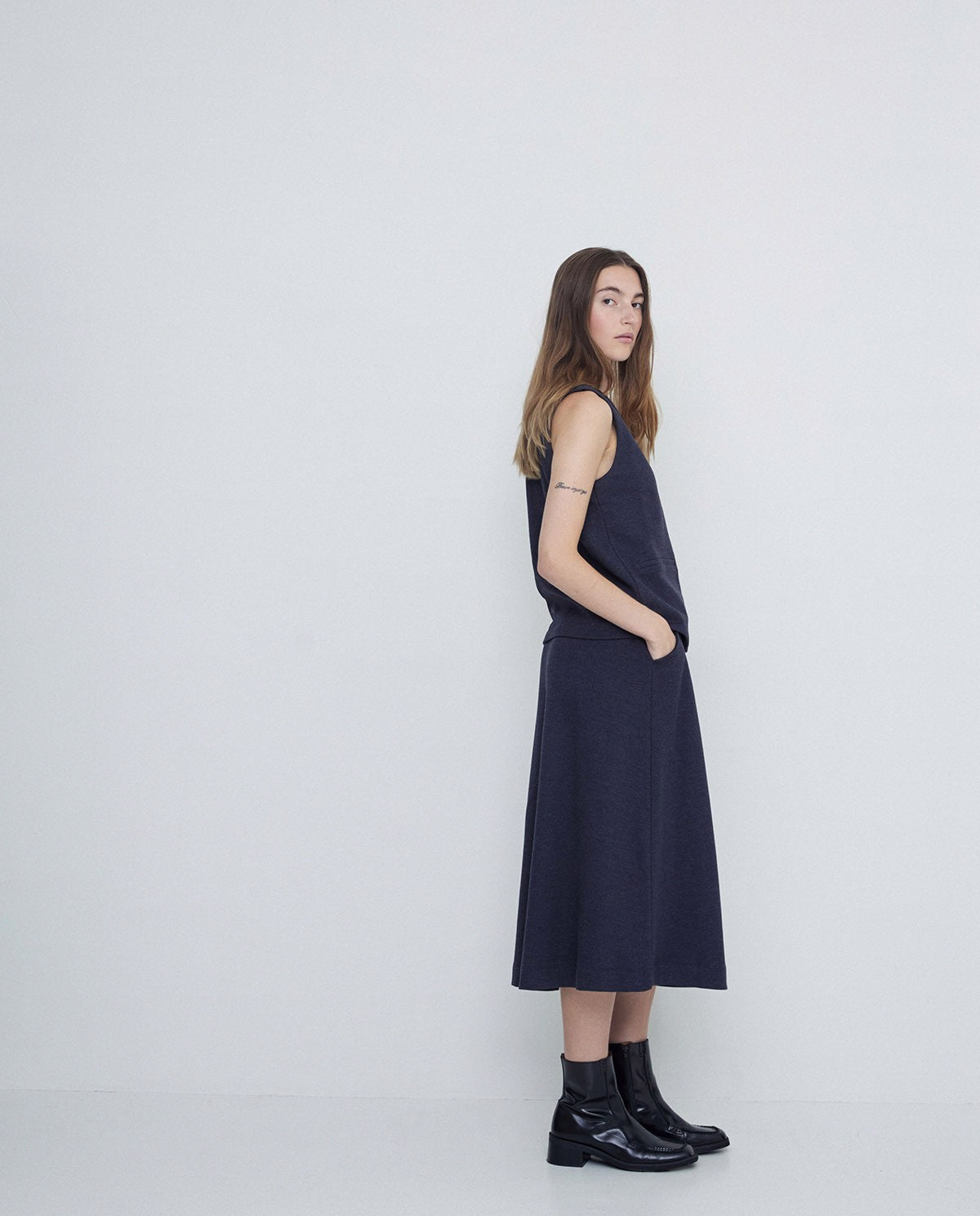 Pleated Skirt in Blue by YERSE