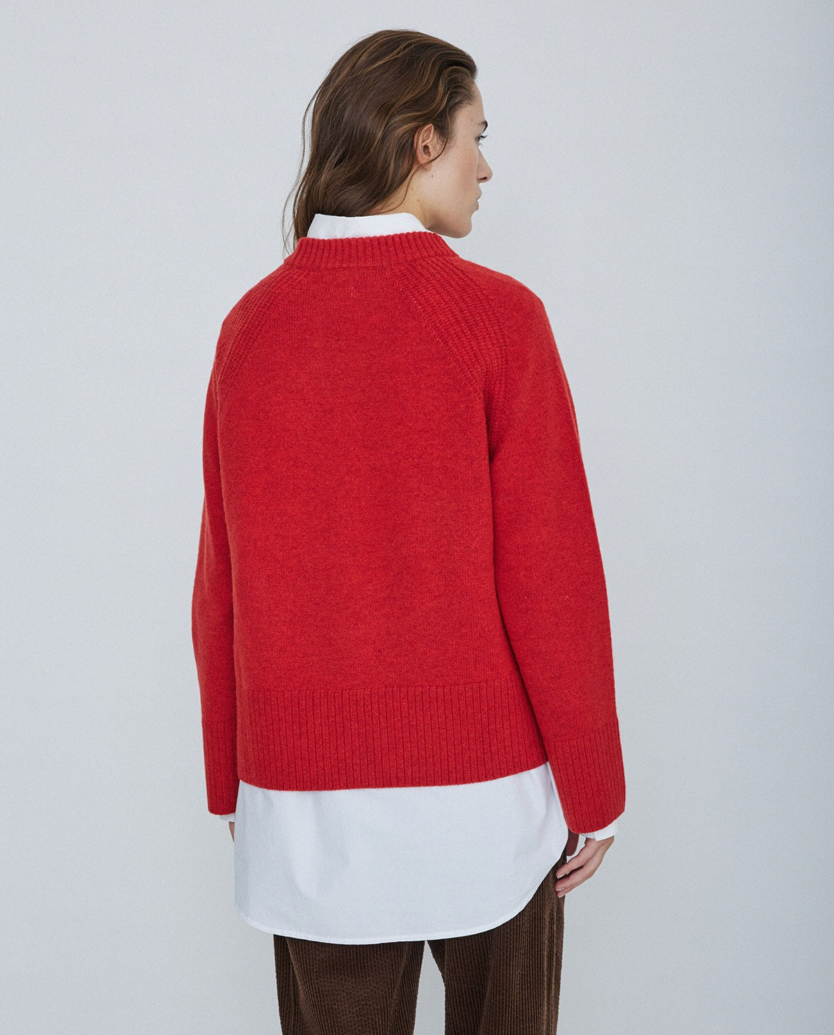 Knitted red sweater with wool by YERSE