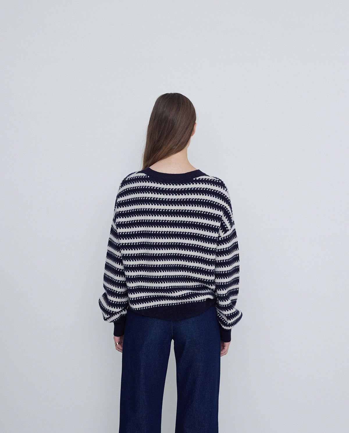 Rich Wool Knit Sweater in blue and off-white by YERSE