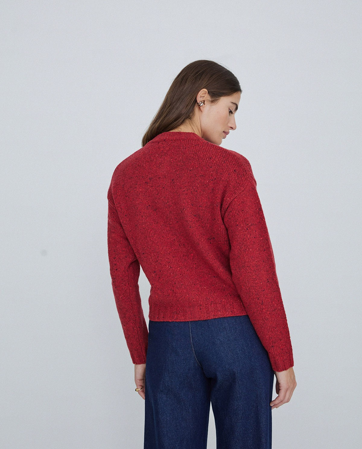 Merino Wool Cardigan in Red Cherry by YERSE