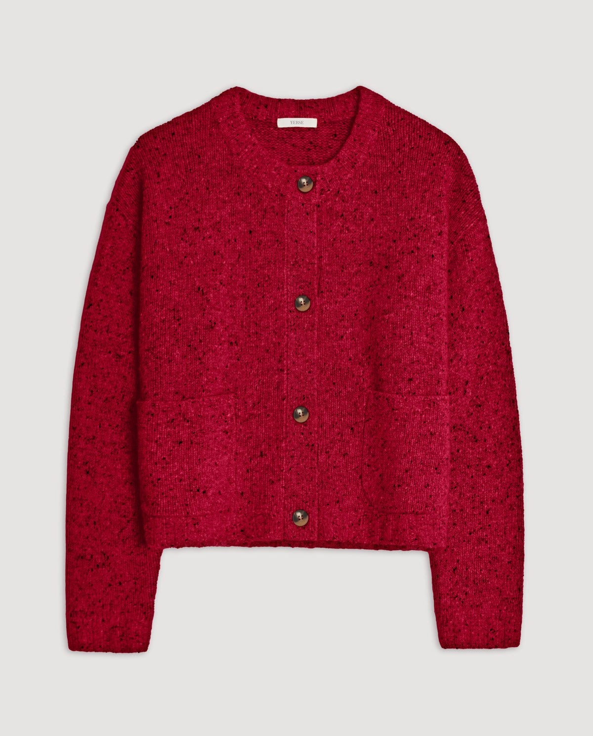 Merino Wool Cardigan in Red Cherry by YERSE