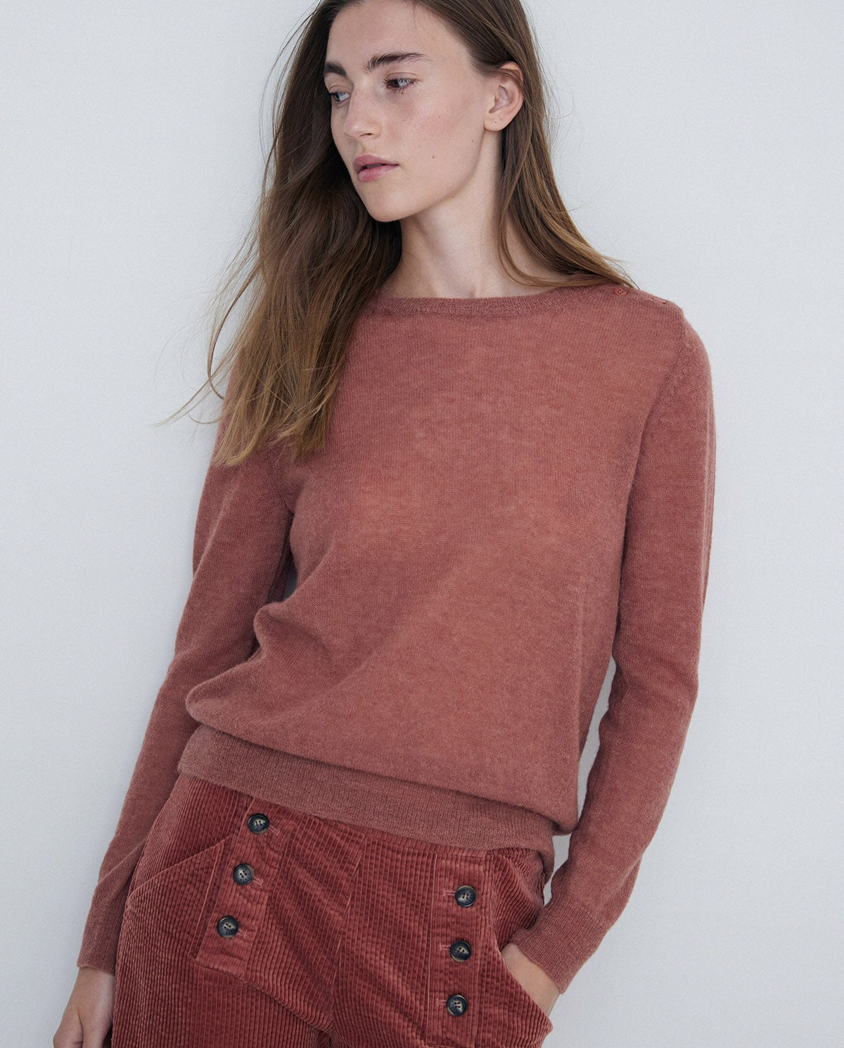 Light wool sweater in terracota by YERSE