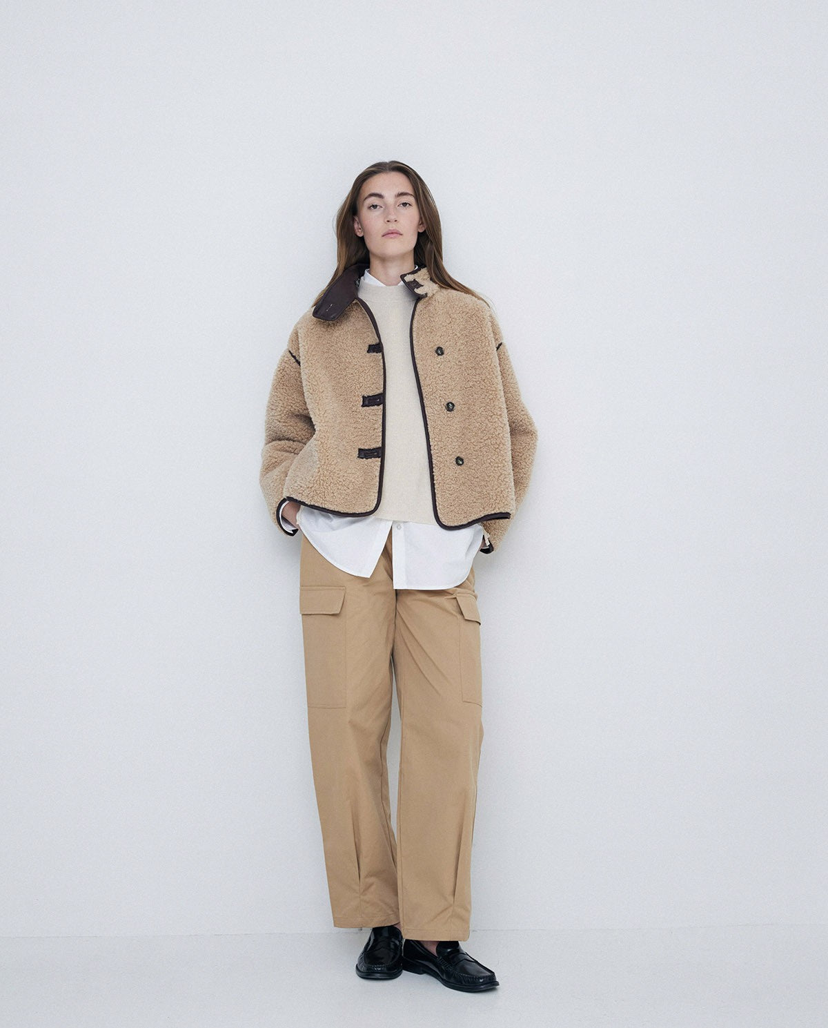 Shearling Jacket in beige by YERSE