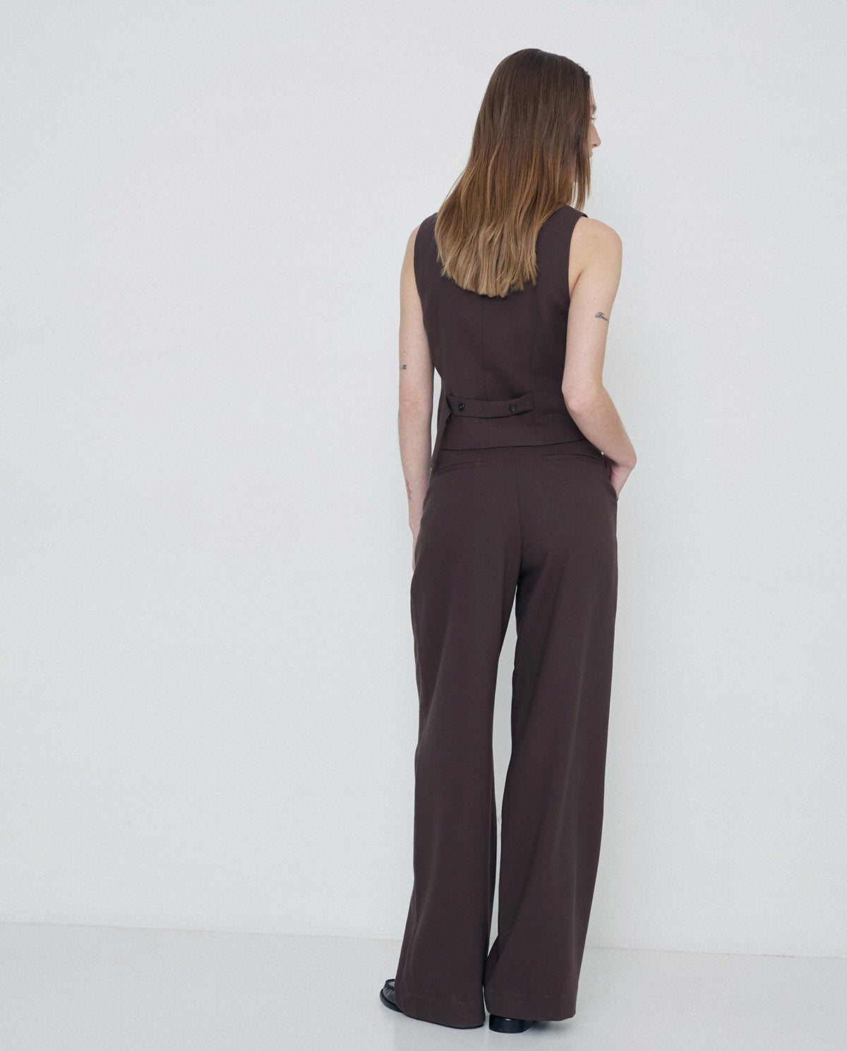 Wide Pleated Trousers in Chocolate by YERSE