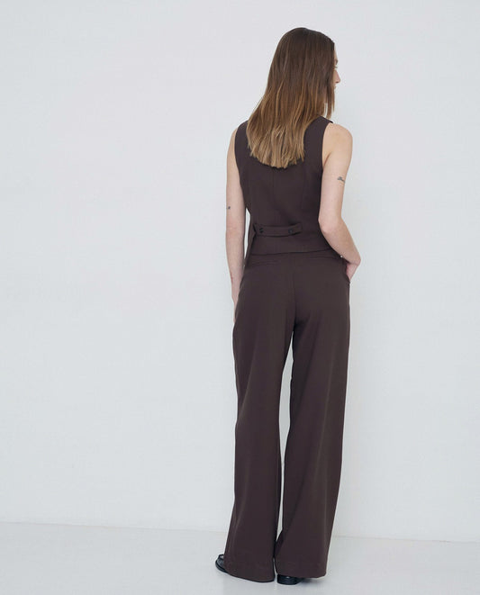 Wide Pleated Trousers in Chocolate by YERSE
