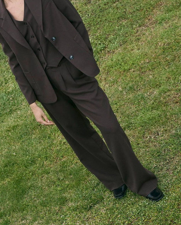 Wide Pleated Trousers in Chocolate by YERSE