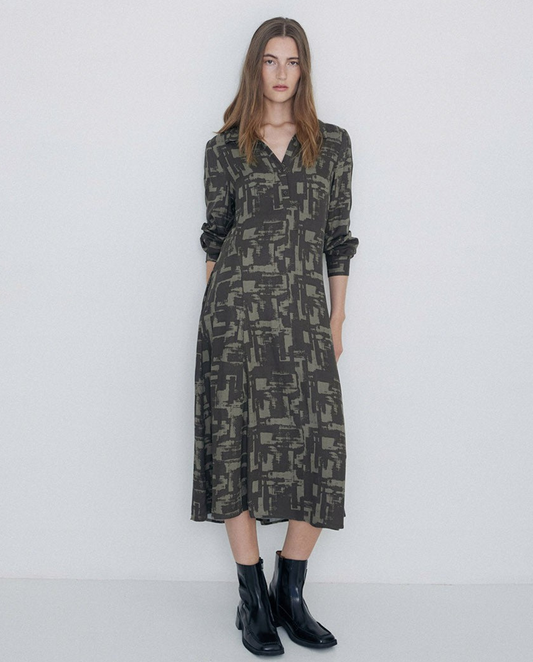 Long Shirt Dress in Khaki by YERSE