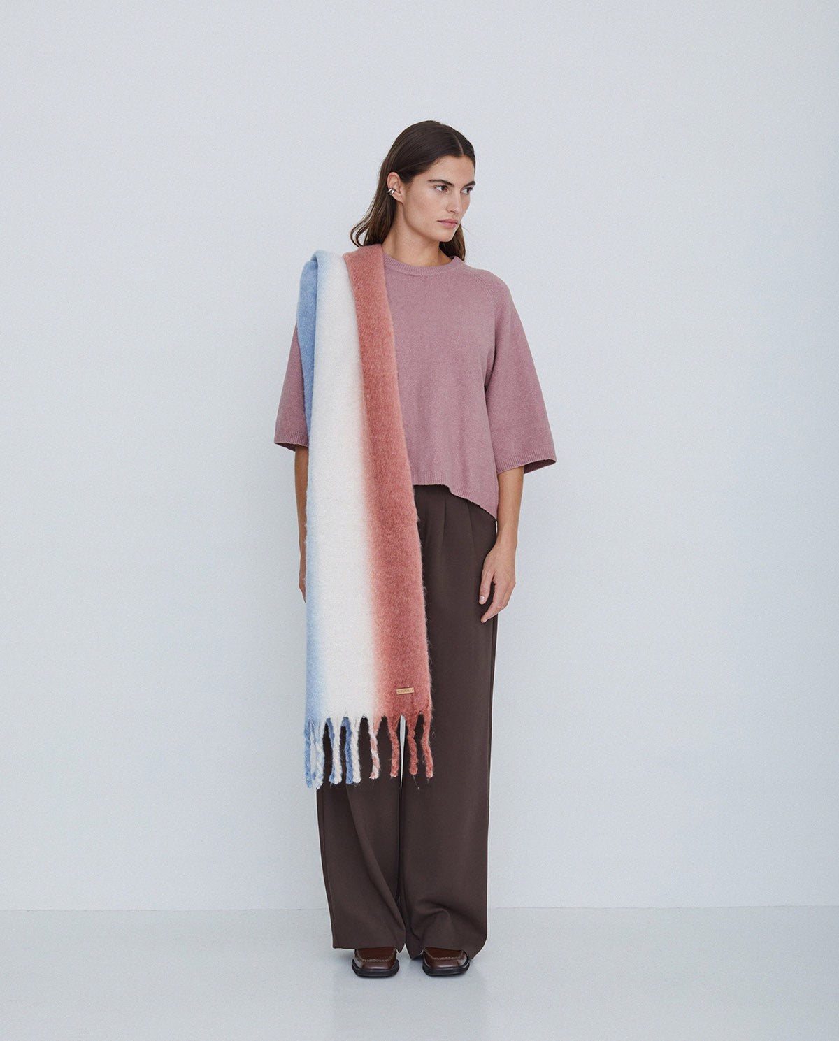 Gradient colour scarf in terracota by YERSE