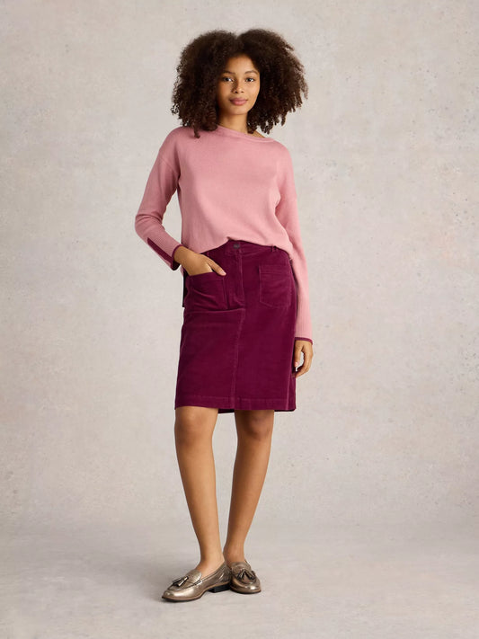 MELODY Organic Cord Skirt in Deep Red by WhiteStuff