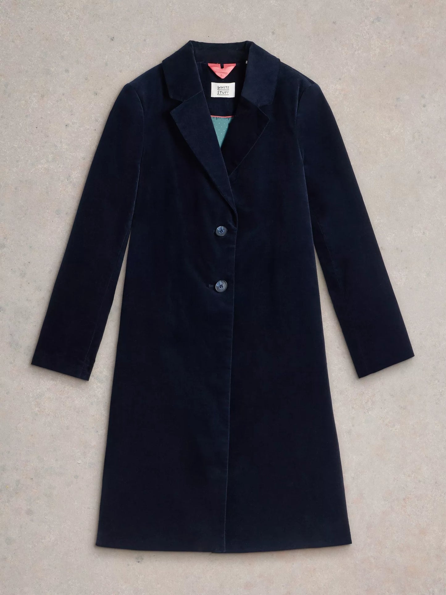 Kamila Velvet Coat in Navy by WhiteStuff