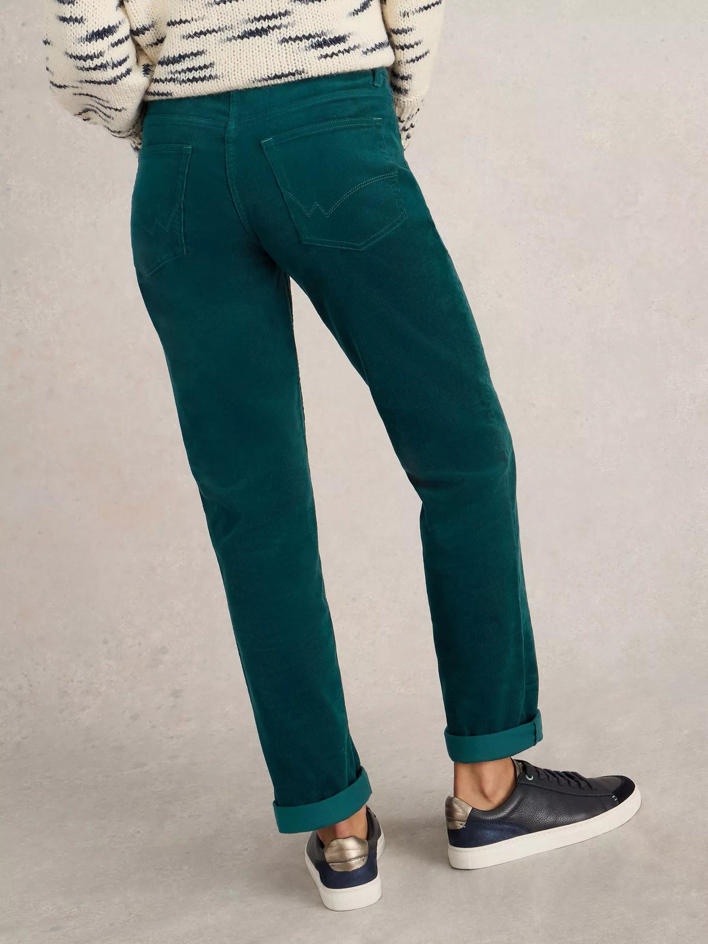 Brooke Cord Straight Trouser in Dark Green by WhiteStuff