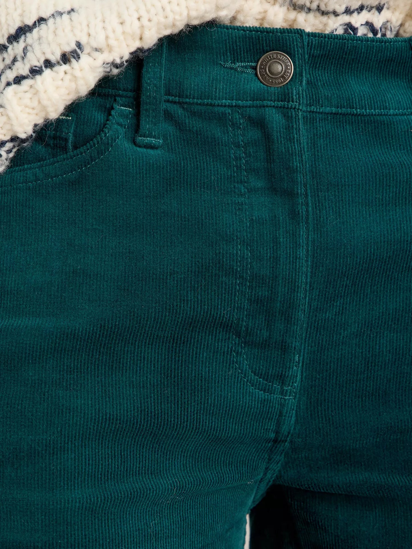 Brooke Cord Straight Trouser in Dark Green by WhiteStuff