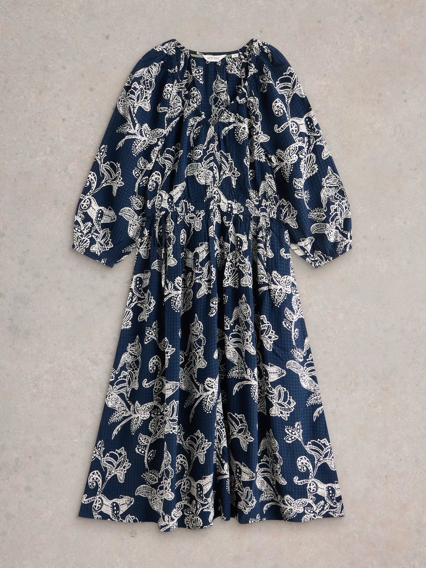 Skylar Midi Dress in Navy Print by WhiteStuff