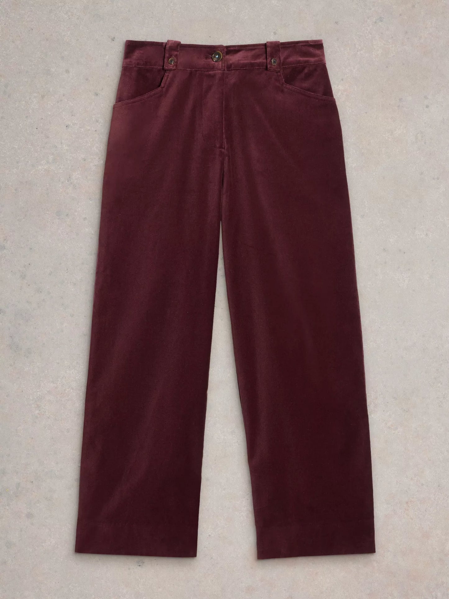 BELLE Cropped Velvet Trouser in Plum by WhiteStuff