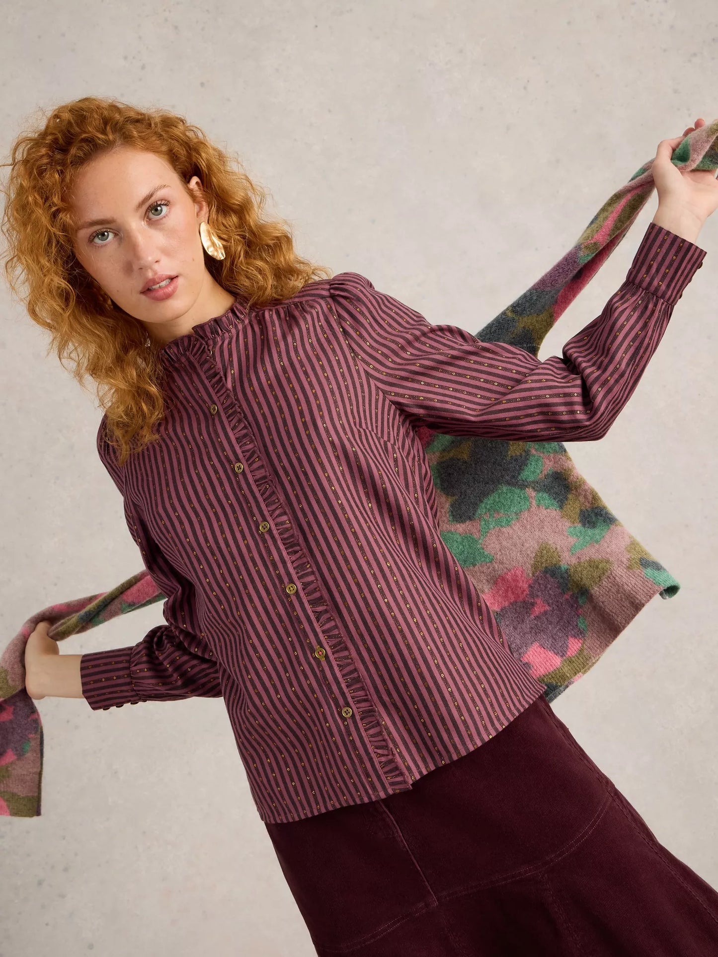 Aster Metallic Shirt in Plum by WhiteStuff