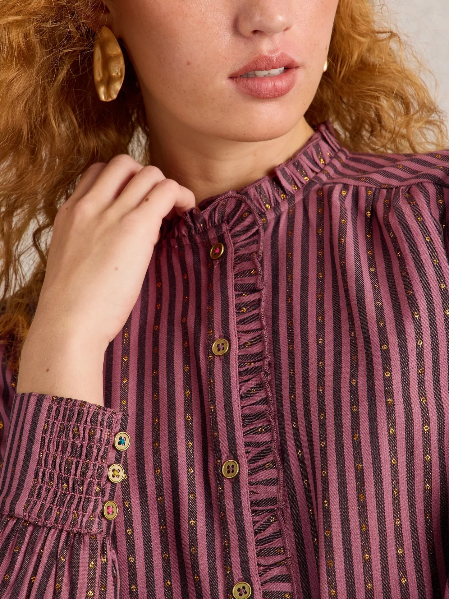 Aster Metallic Shirt in Plum by WhiteStuff