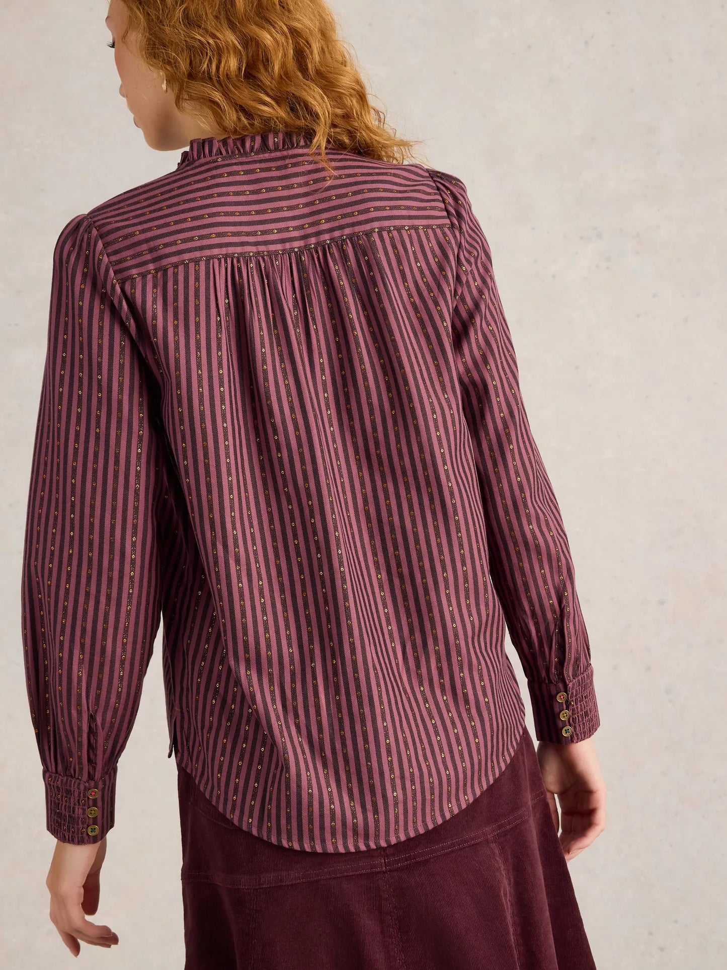 Aster Metallic Shirt in Plum by WhiteStuff